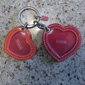 Coach Heart Keychain Picture Frames Deep Pink/Orange (2 Hearts)